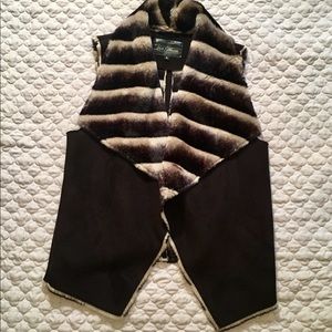 Cozy Sam Edelman faux suede + faux fur vest